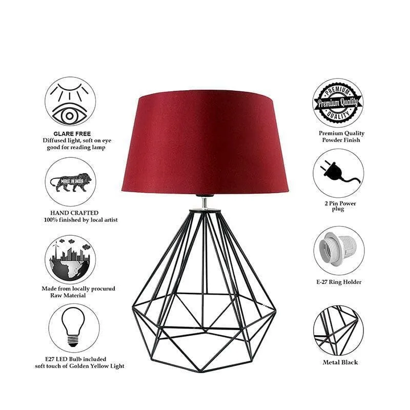 Diamond Dust Fabric Table Lamp - Red,Black media 8