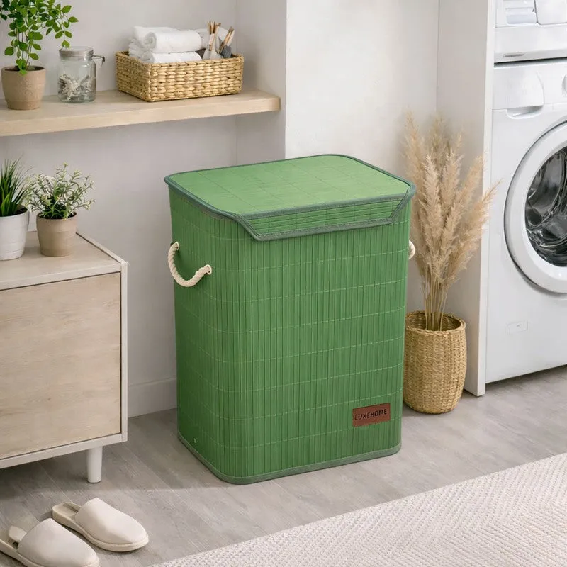 Strap Bamboo Laundry Basket - Green media 1
