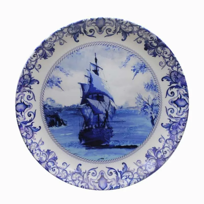 Dutch Blue Pottery Ship Inspired Decorative Plate media 4