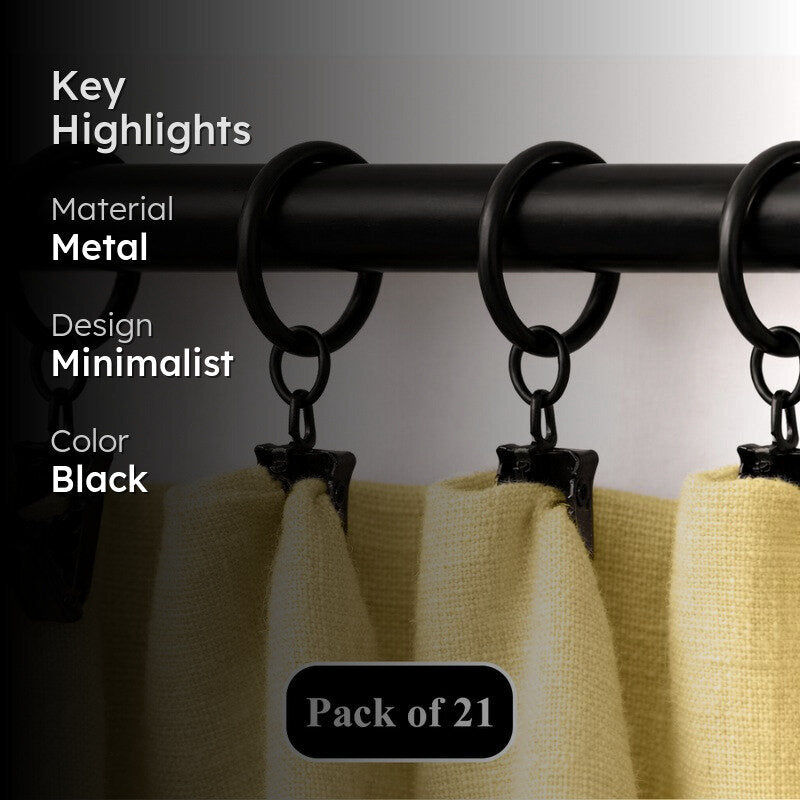 Easy Hang Curtain Rings with Clip (Black) - Set of Twenty One media 2