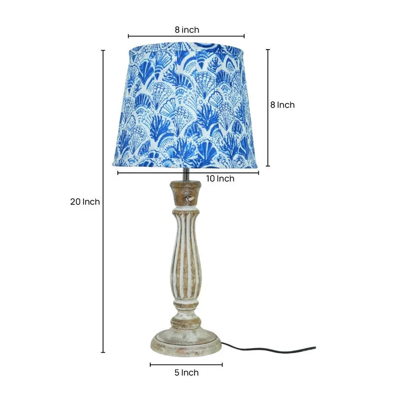 Cerulean Wooden Base Cotton Table Lamp - Blue media 5