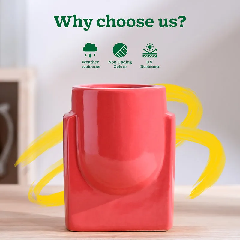 Ugaoo Minimalica Ceramic Planter - Red media 6