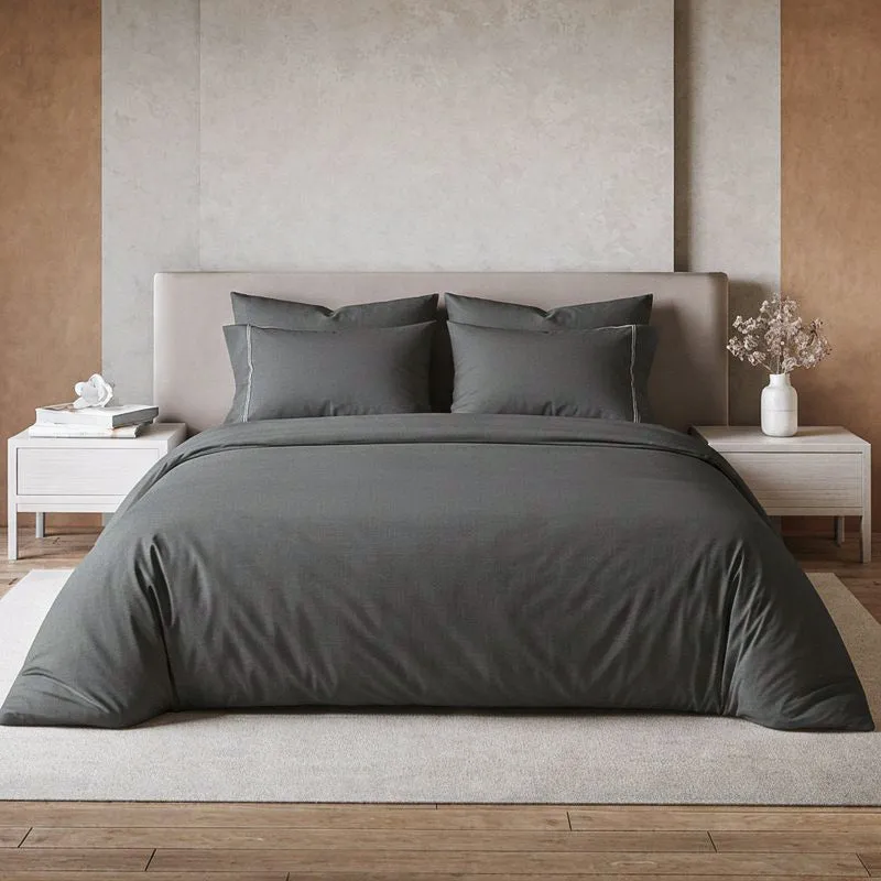 Caressence Solid Cotton Bedsheet (Grey) - 300 TC media 1