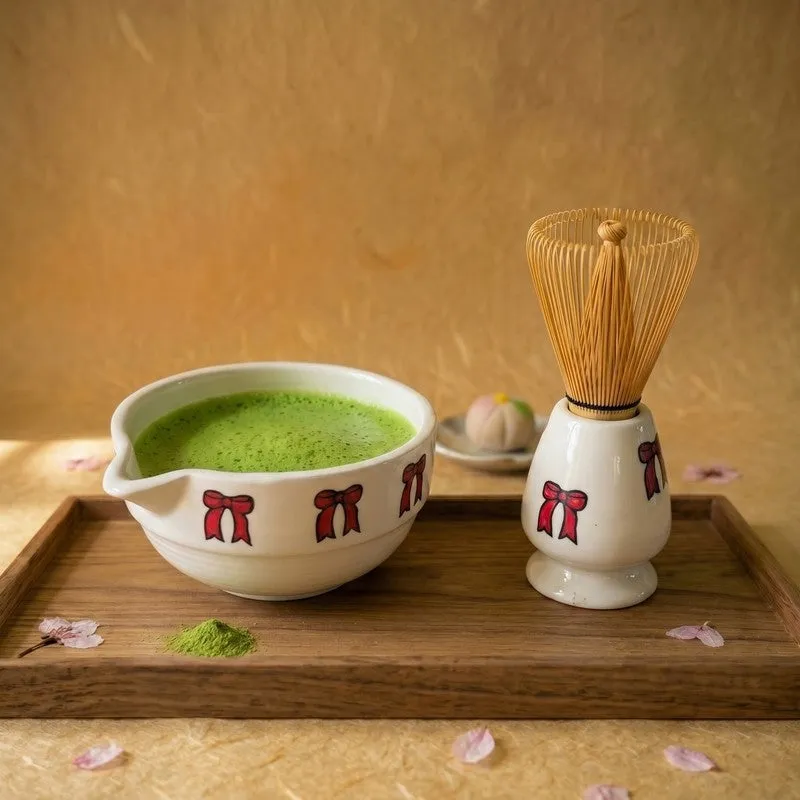 Midori Ceramic Matcha Bowl & Whisk Holder Set - 550 mL media 1