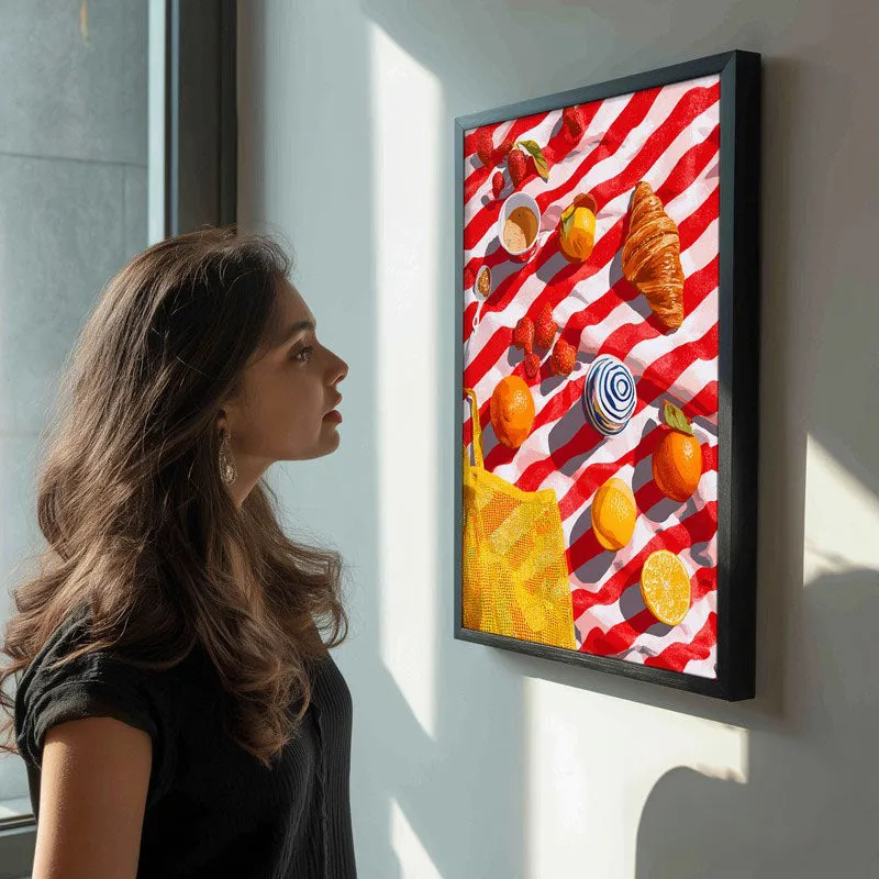 Azure Feast Canvas Wall Painting - Black Frame media 5