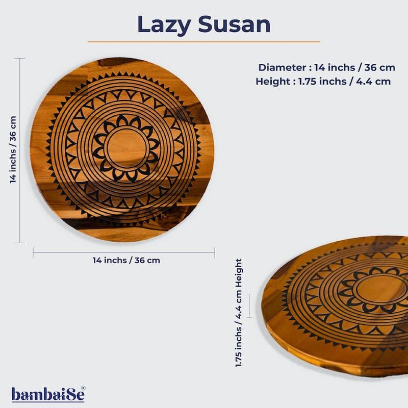 Mano Mandala Teak Wood Rotating Platter media 6