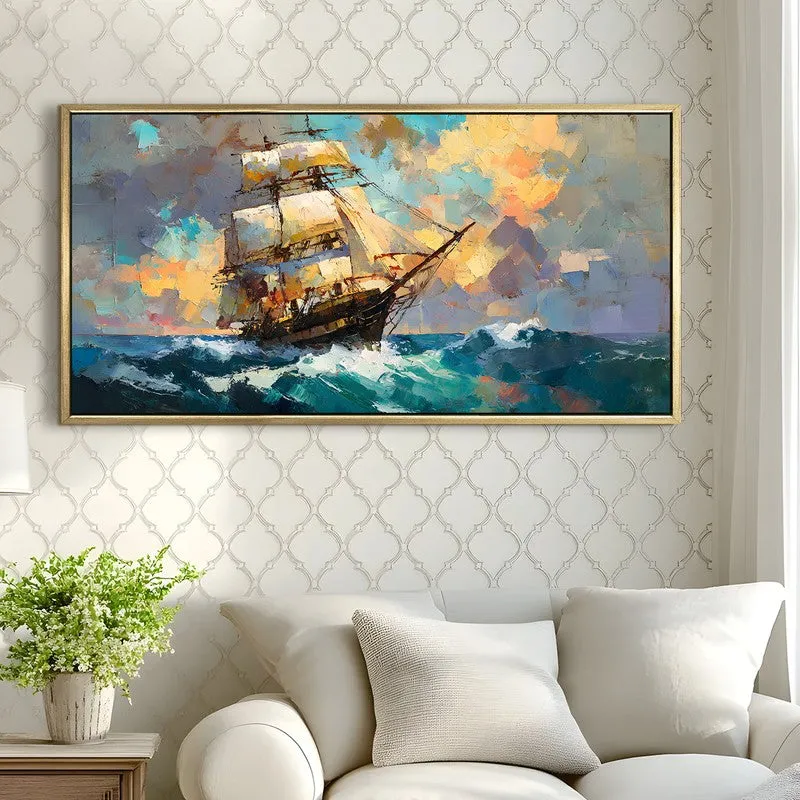 Blue Expanse Canvas Wall Painting With Frame media 4
