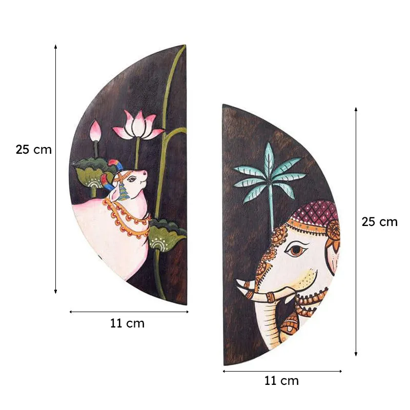 Pichhwai Pulse Wooden Wall Accent - Set Of Four media 7