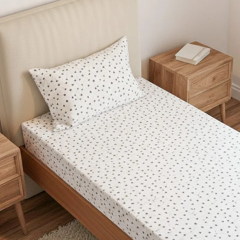 Luciana Floral Printed Cotton Bedsheet (Blue) - 180 TC media 3