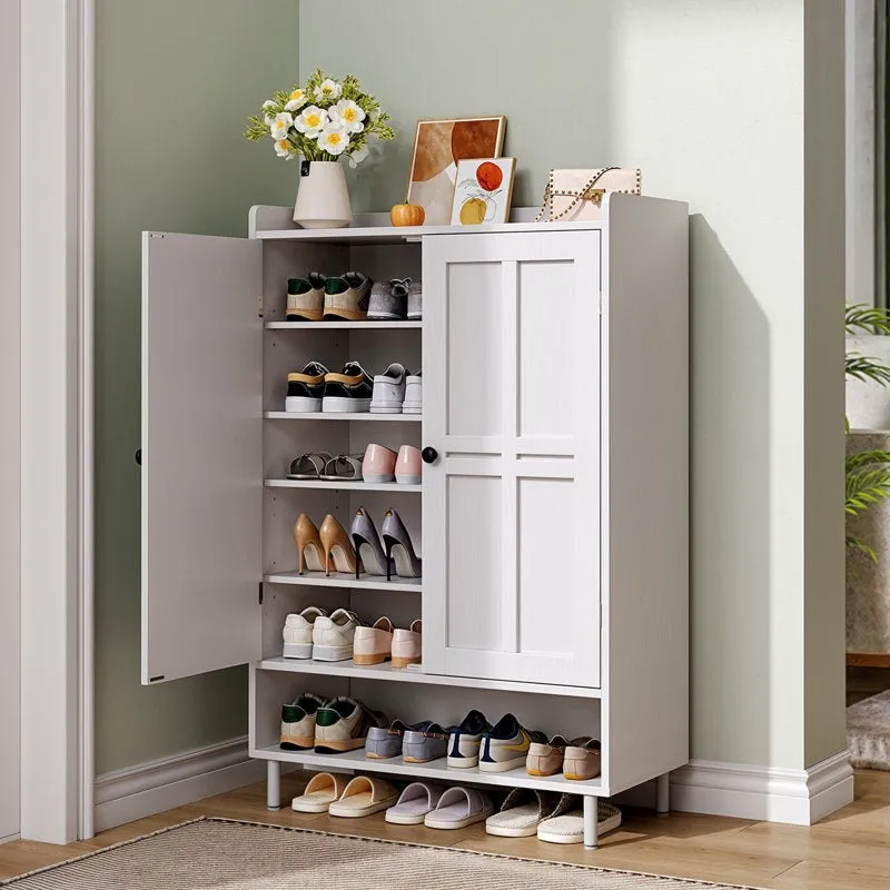 Structured Metal Shoe Rack - White media 1