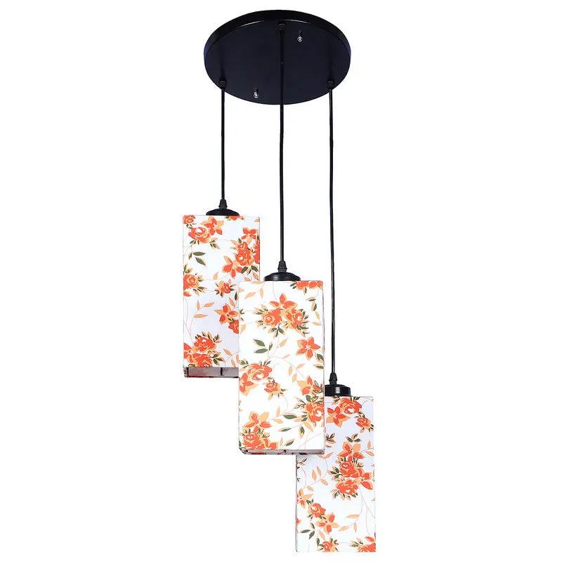 Warm Ivory Triple Metal Ceiling Lamp - White & Orange media 5