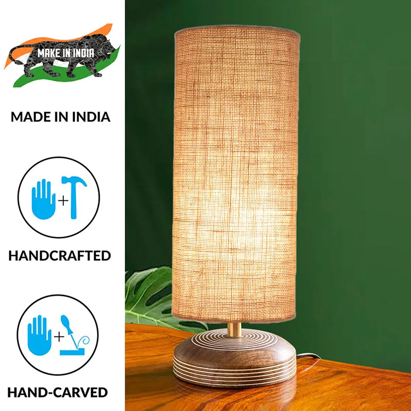 Savera Siera Fabric Table Lamp - Beige,Brown media 4