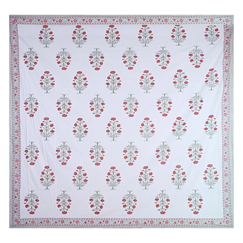 ShahiGuldaan Handblock Printed Cotton Bedsheet (Red) - 400 TC media 7