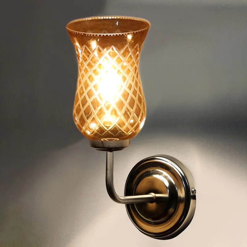 Honey Glow Nickel Glass Wall Lamp media 8