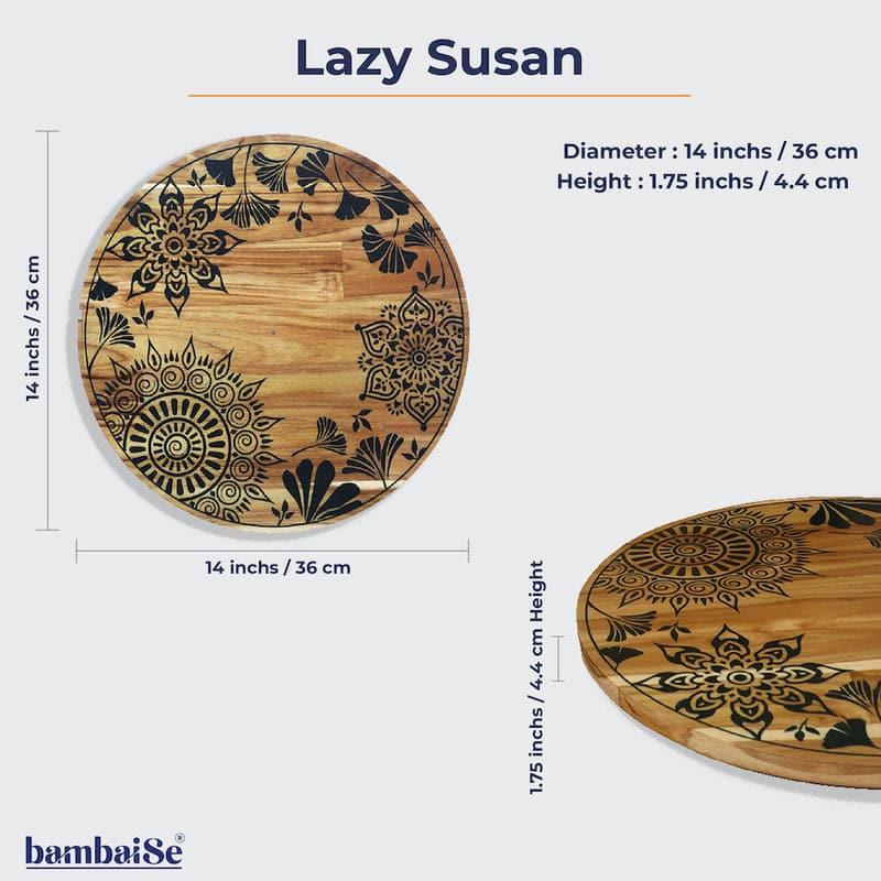 Taavi Mandala Teak Wood Rotating Platter media 6