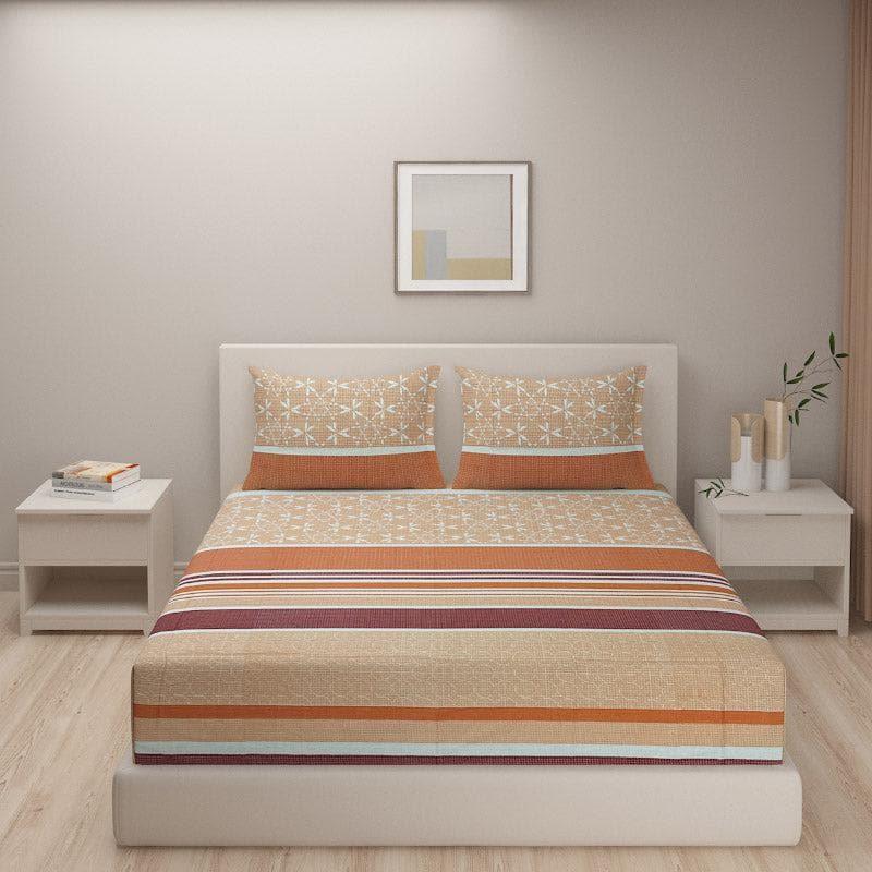 Swayam Amaresse Striped Cotton Bedsheet (Rust) - 160 TC media 3