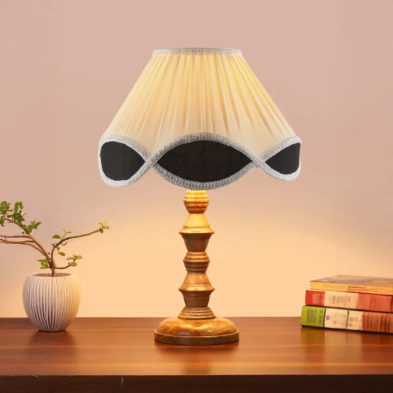 Valencia Timber Wooden Table Lamp - White,Brown media 2