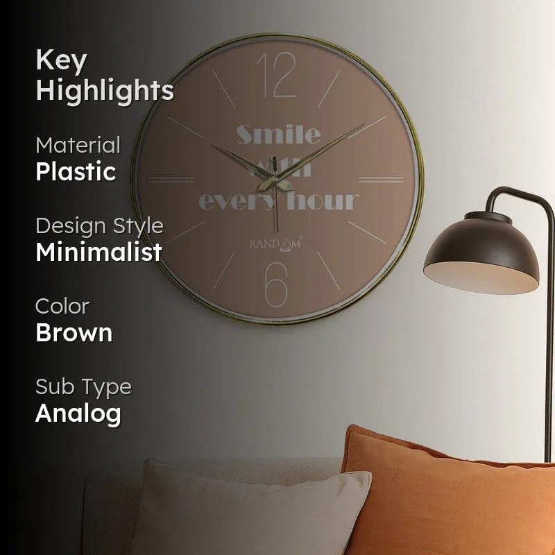 Smile Every Hour Round Analog Wall Clock - Brown media 2