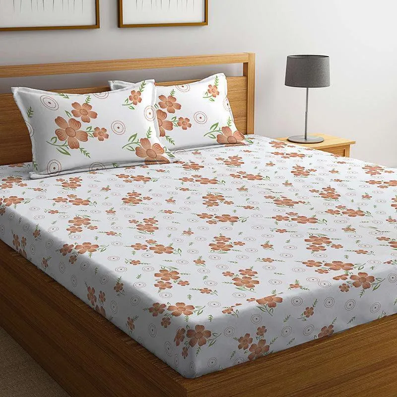 Peach Everly Bedsheet - 180 GSM media 1