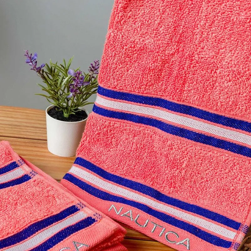 Nautica Dove Dual Down Cotton Hand Towel (Coral) - Set Of Two media 3