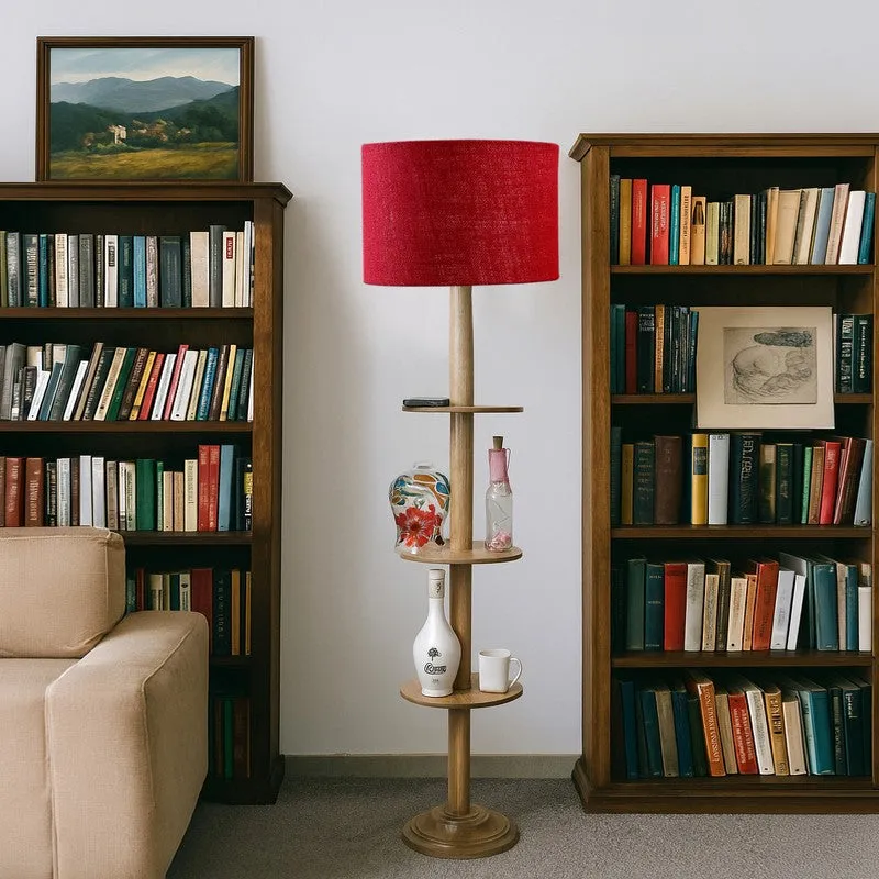LumiCrate Tower Wooden Floor Lamp - Maroon media 4