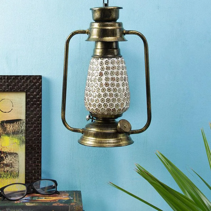 Navina Mosaic Lantern Iron Wall Lamp - Gold media 3