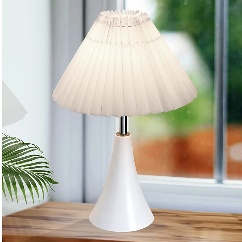 Arrido French Pleat Metal Table Lamp - White media 1