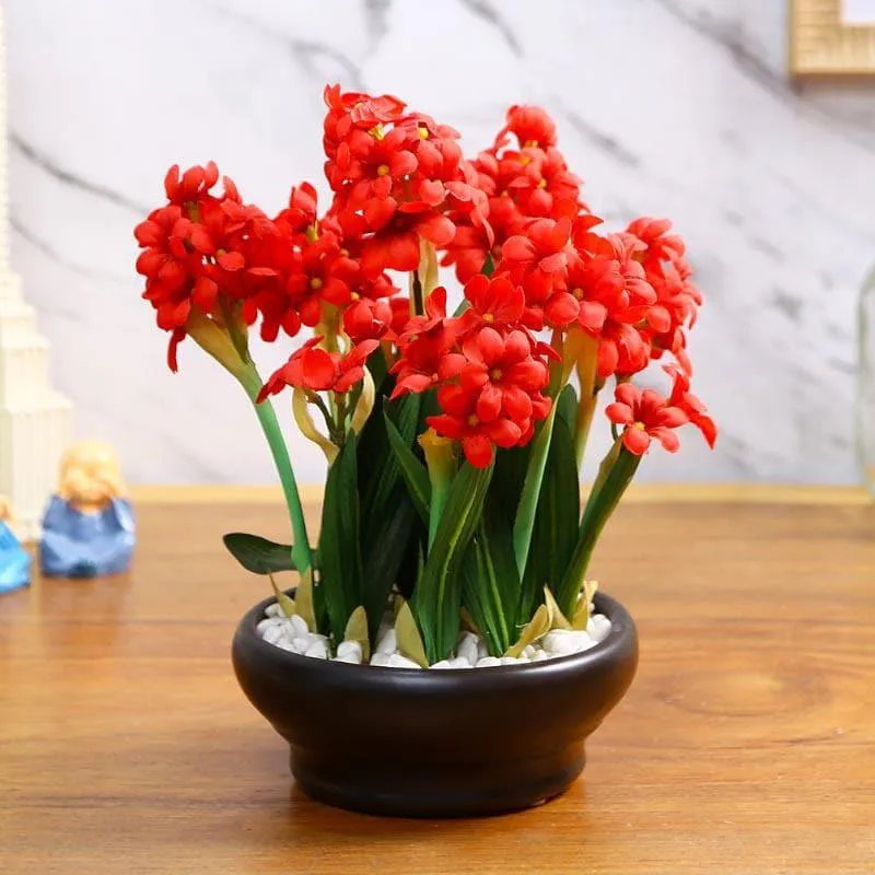 Faux Hyacinth Bonsai In Ceramic Pot (26 cms) - Red media 1