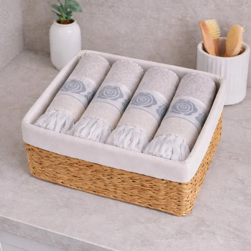 Rosette Cotton Hand Towel (Grey) - Set Of Four media 1