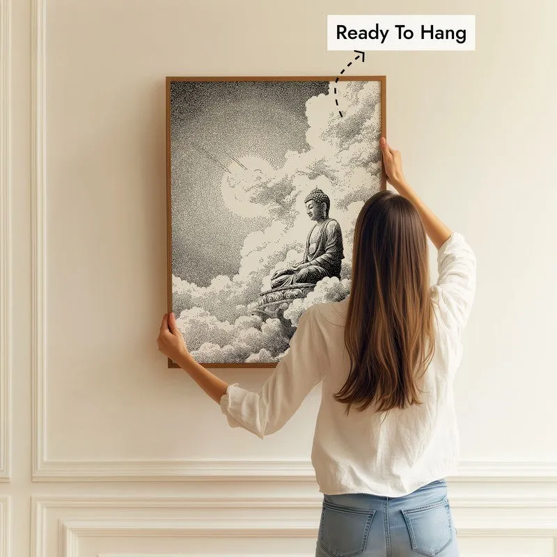 Buddha In Clouded Serenity II Wall Painting With Brown Frame media 5