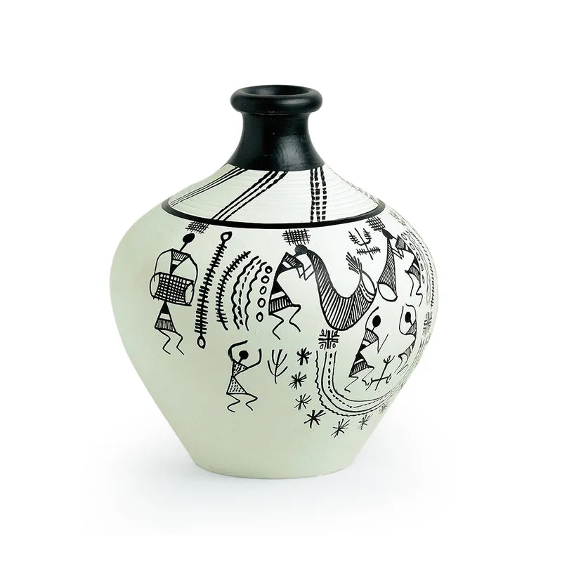 Madhuvan Handpainted Vase - White media 4