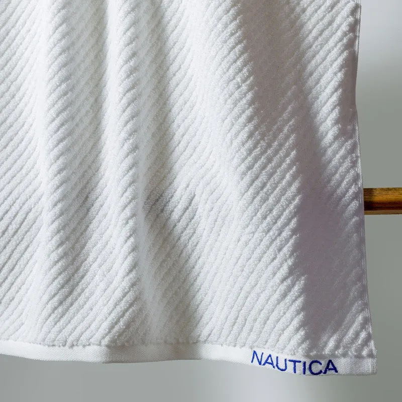 Nautica Riviera Soft Cotton Bath Towel (White & Brown) - Set Of Two media 5