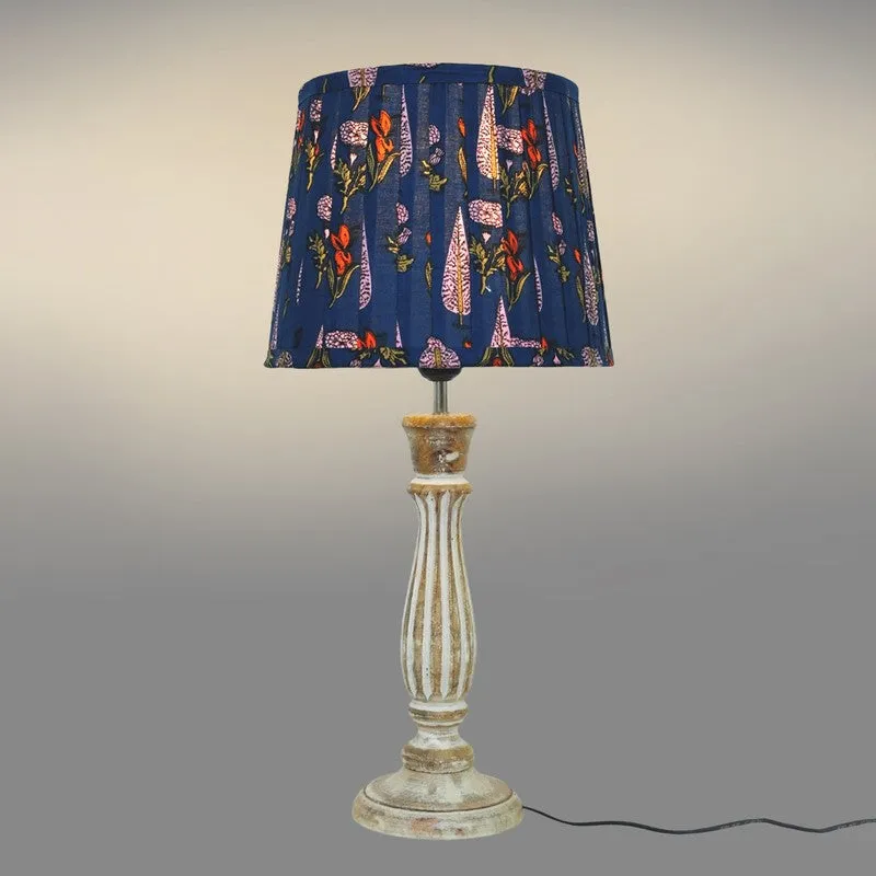 Sapphire Flora Wooden Base Cotton Table Lamp - Multicolor media 4