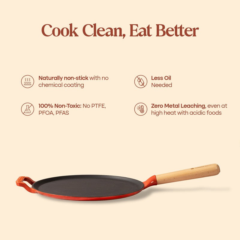 Cumin Co Enamel Cast Iron Dosa Tawa (Rust,Black) - 28 cm media 9