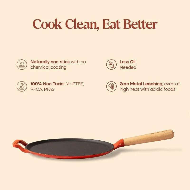 Cumin Co Enamel Cast Iron Dosa Tawa (Rust,Black) - 28 cm media 9