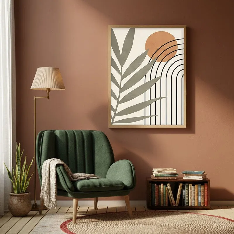 Desert Botanica Canvas Wall Painting With Brown Frame media 1