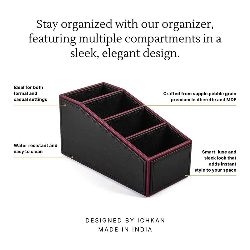 Tisca Slant Faux Leather Desk Organizer - Black media 3