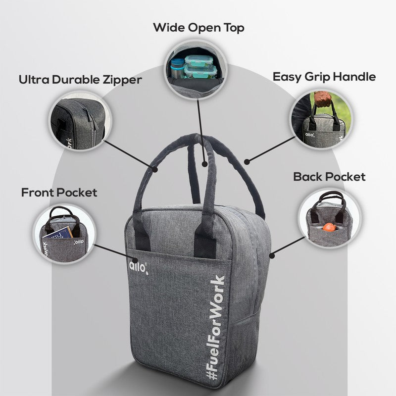 Shapix Polyester Lunch Bag - Black & Grey media 6