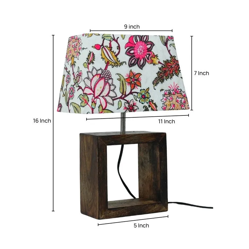 Floral Fiesta Wooden Base Cotton Table Lamp - Multicolor media 5