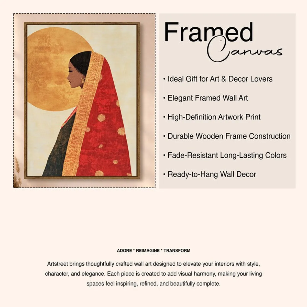 Product graphic showing the framed artwork beside promotional text