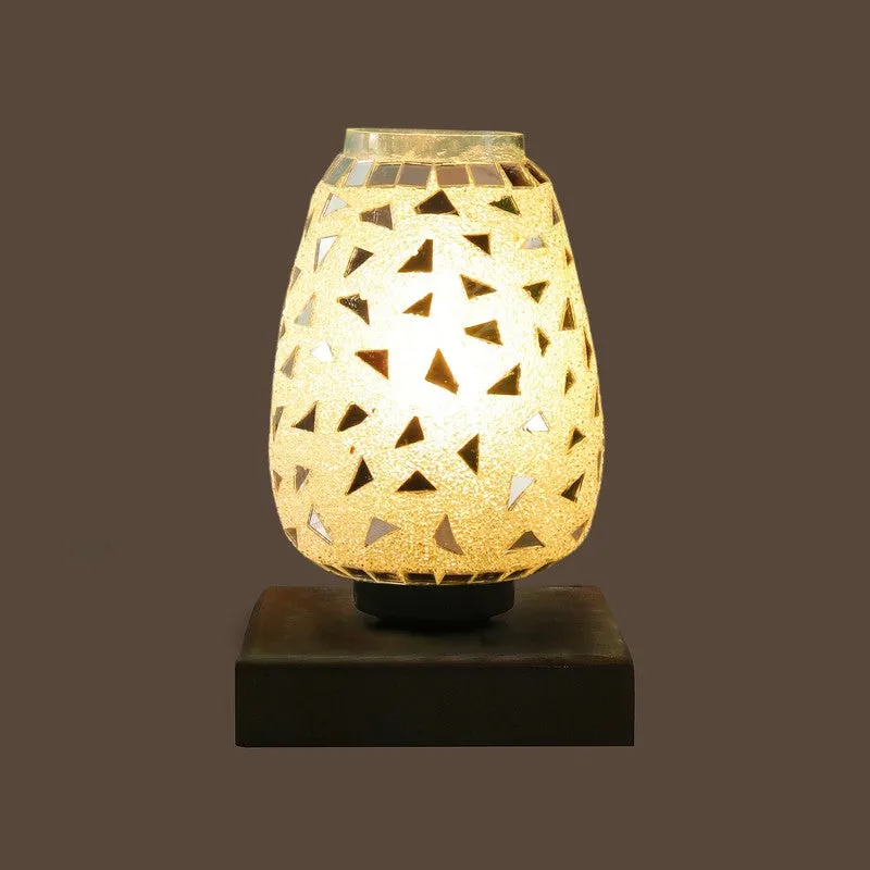 Mosaicelle Mosaic Glass Table Lamp With Wooden Base - Silver media 7