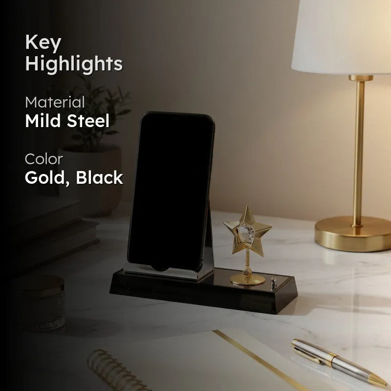 Noir StarCrest 24K Gold Plated Mild Steel Desk Organiser media 2