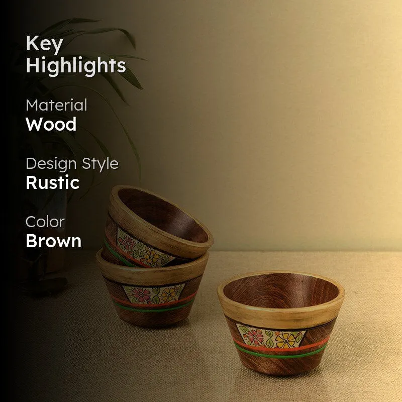 Vati Wood Bowl (175 ML) - Set Of Three media 2