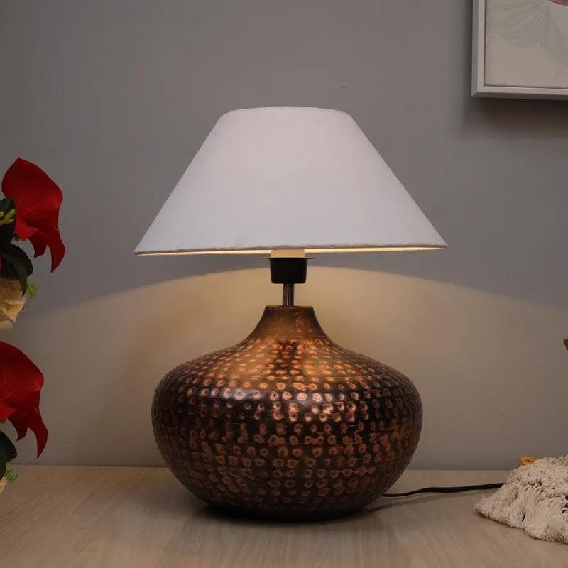 Nihita Fabric Table Lamp - White,Bronze media 1