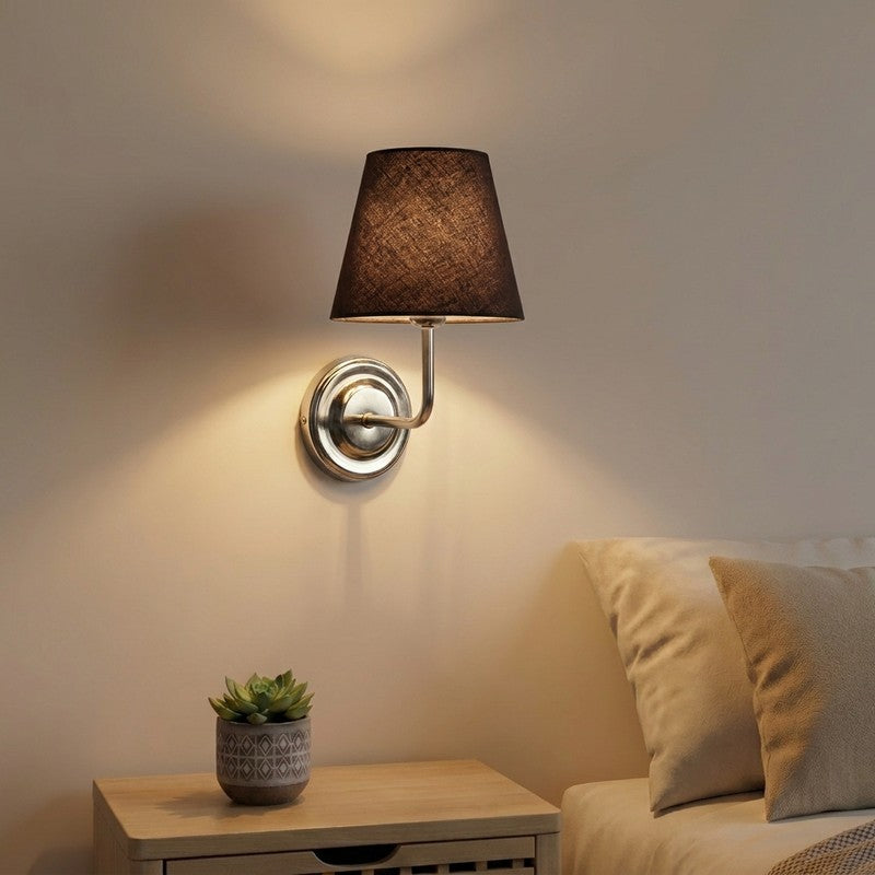 Orivelle Obsidian Cone Fabric Cotton Wall Lamp - Black