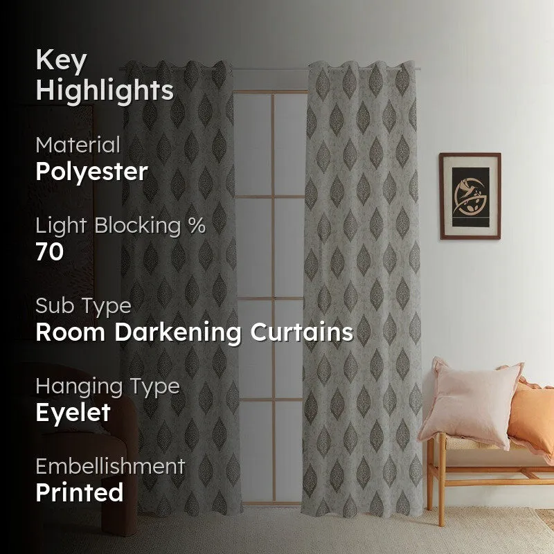 Curtique Printed Curtains (Brown) - Set Of Two media 2