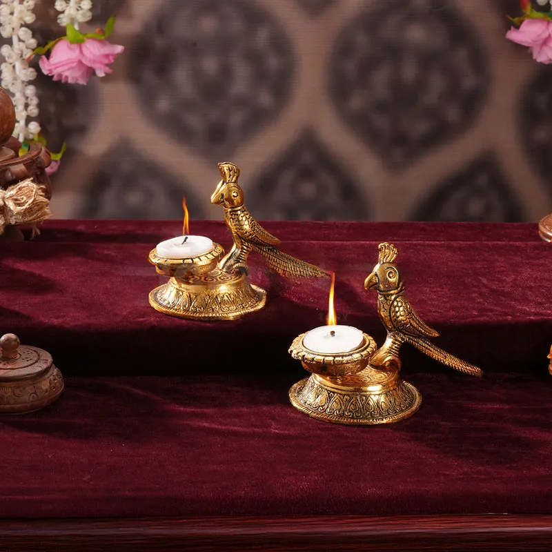 Thotha Ornate Tea Light Holder (Gold) - Set Of Two media 3