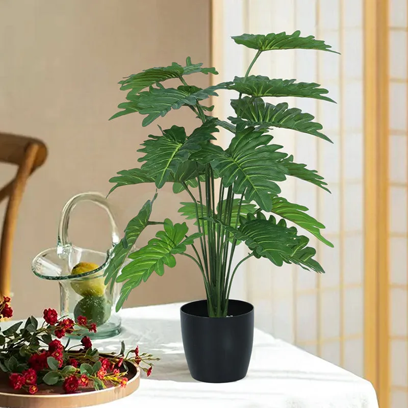Leaf Crest Artificial Chestnut Plant With Black Plastic Pot - 2.5 Feet media 3