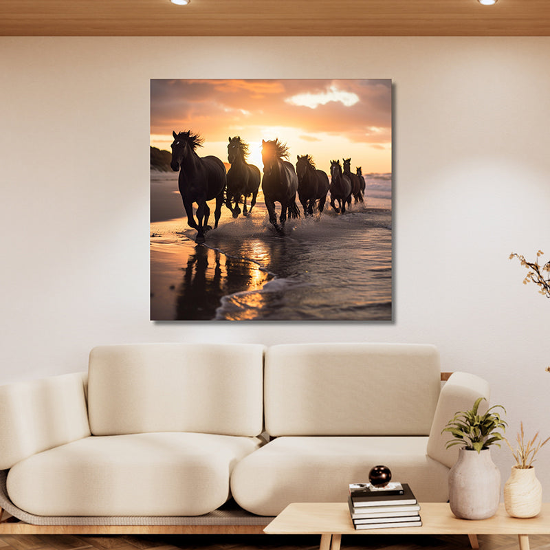 Stallions In Shadow Wall Painting