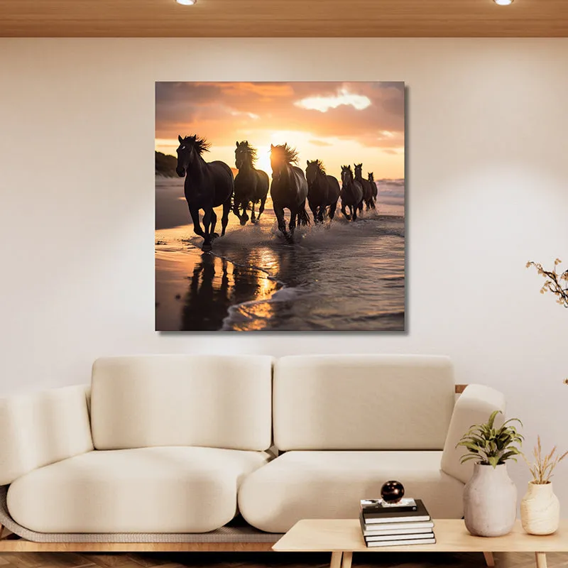 Stallions In Shadow Wall Painting media 1